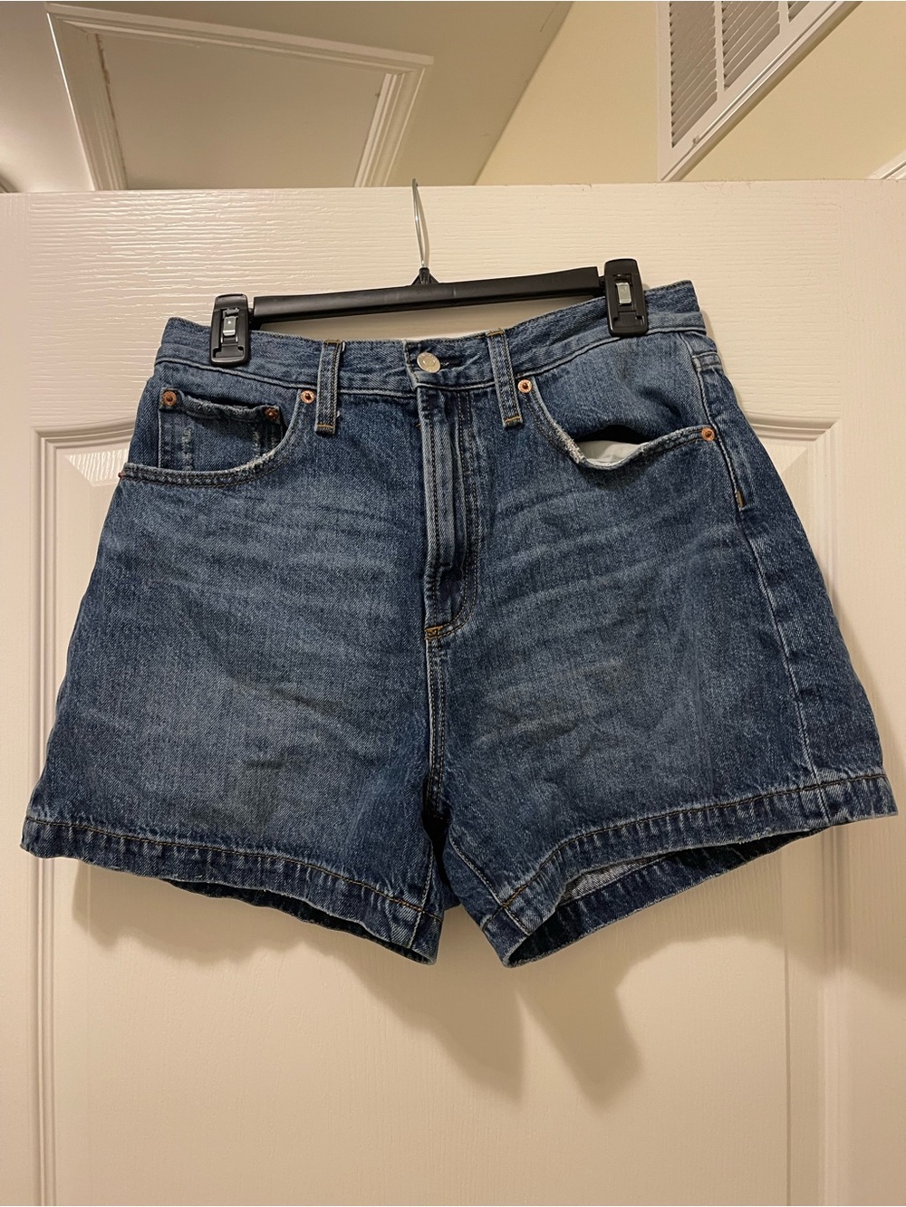pistola Dark Blue High-Rise Denim Shorts